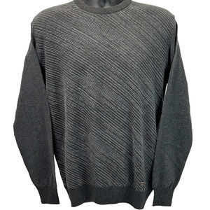 Tony Montana Striped Sweater Mens L Large Lightweight Long Sleeve Crewneck Gray